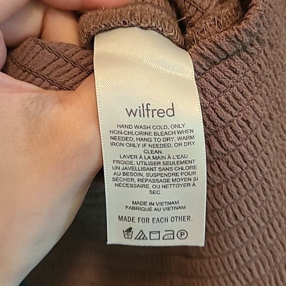 Aritzia Wilfred Chianti Jumpsuit Brown Smocked Midi Ruffle Summer Sz Medium - Picture 6 of 7